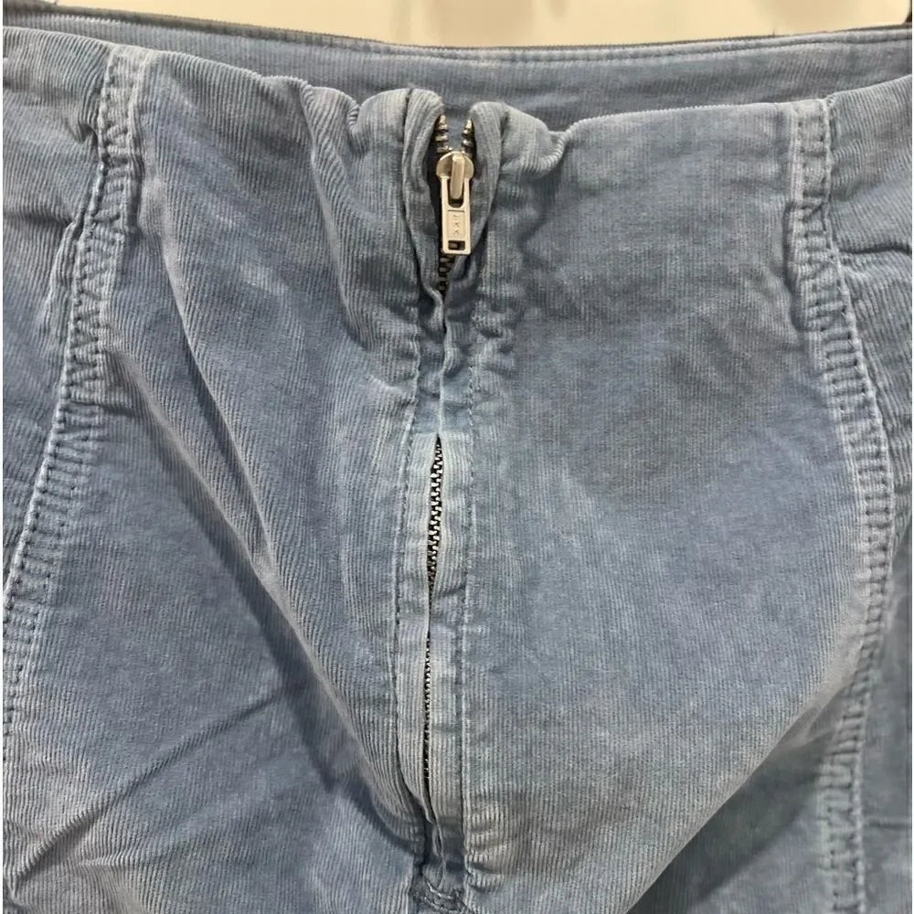 Free People Modern Femme Cord Mini Skirt In Metal Blue .Size 4 - Picture 9 of 13